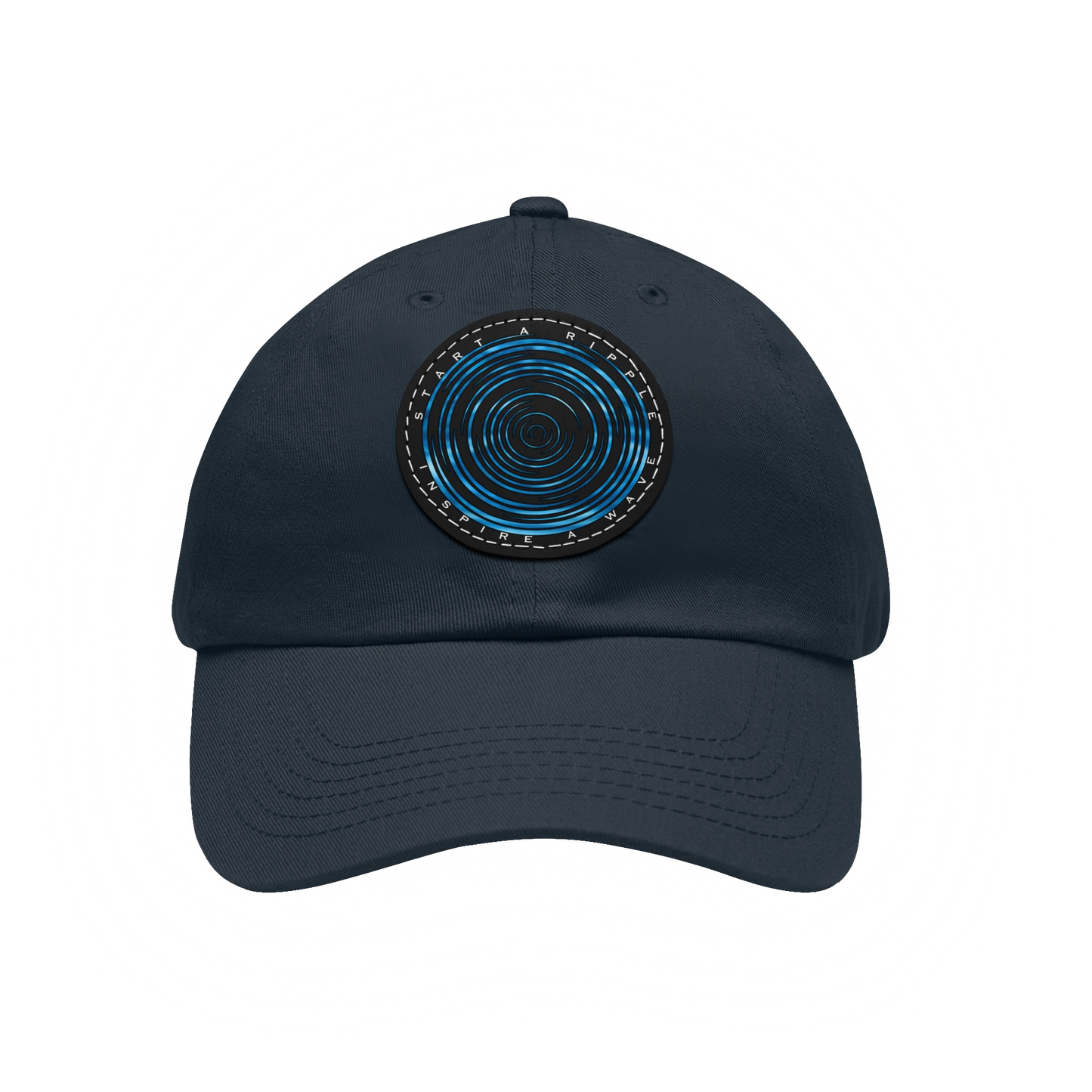 RIPPLE EFFECT - Dad Hat with Round Leather Patch - Black, White, Navy, Pink, Grey